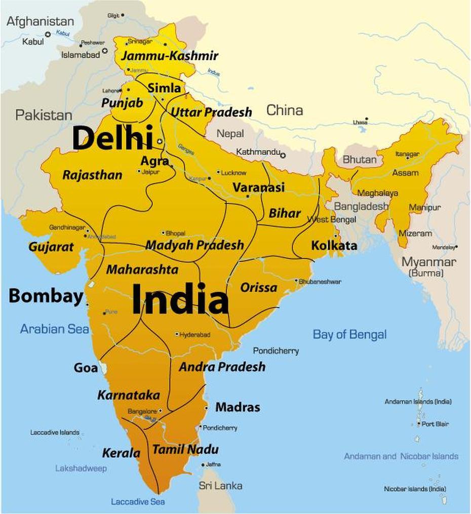 Delhi Map Showing Attractions & Accommodation, Delhi, India, Delhi Tourist, Old Delhi