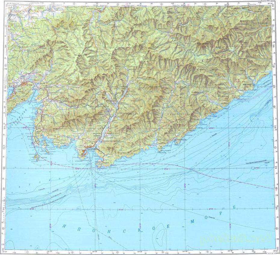 Download Topographic Map In Area Of Nakhodka, Artem, Partizansk …, Partizansk, Russia, Omsk Russia, South Russia