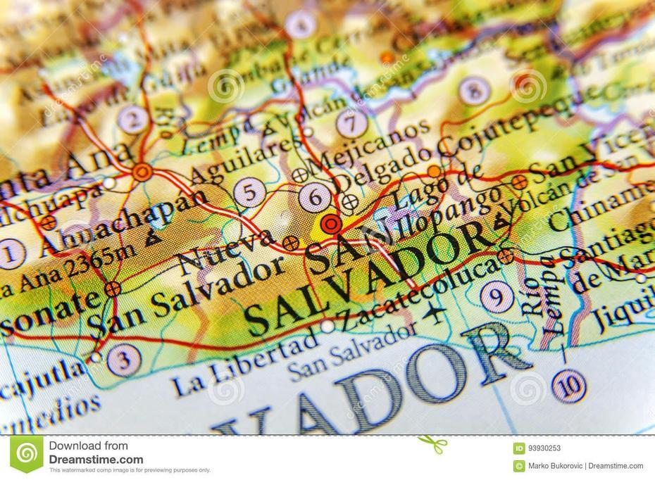 Geographic Map Of El Salvador City San Salvador Close Stock Image …, San Salvador, Mexico, Honduras And El Salvador, A En El Salvador