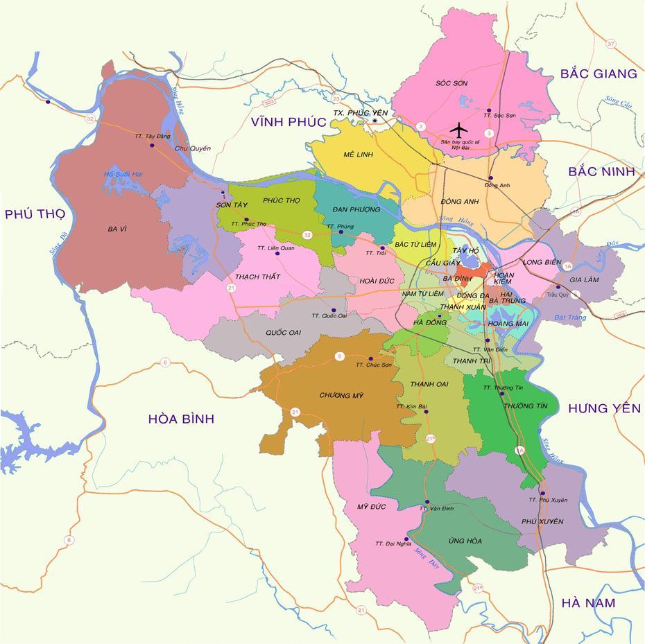 Hanoi District Map – Hanoi Tours, Hanoi, Vietnam, Vietnam Karte, Hanoi Museum