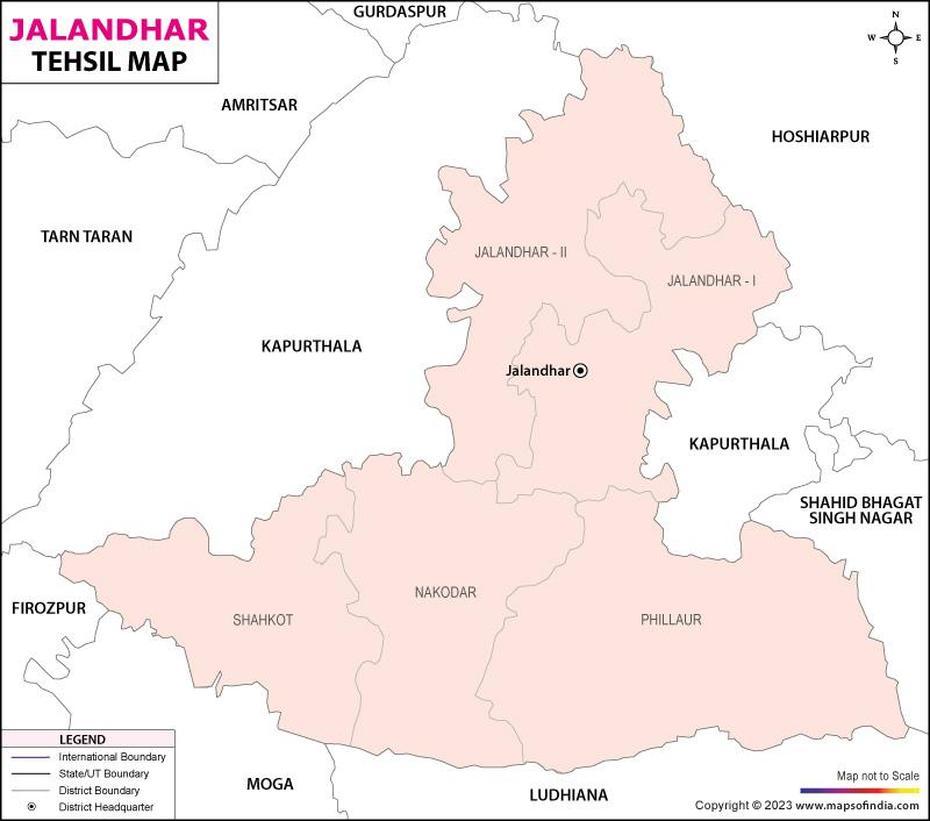 Jalandhar Tehsil Map, Jalandhar, India, India Elevation, Indian Punjab