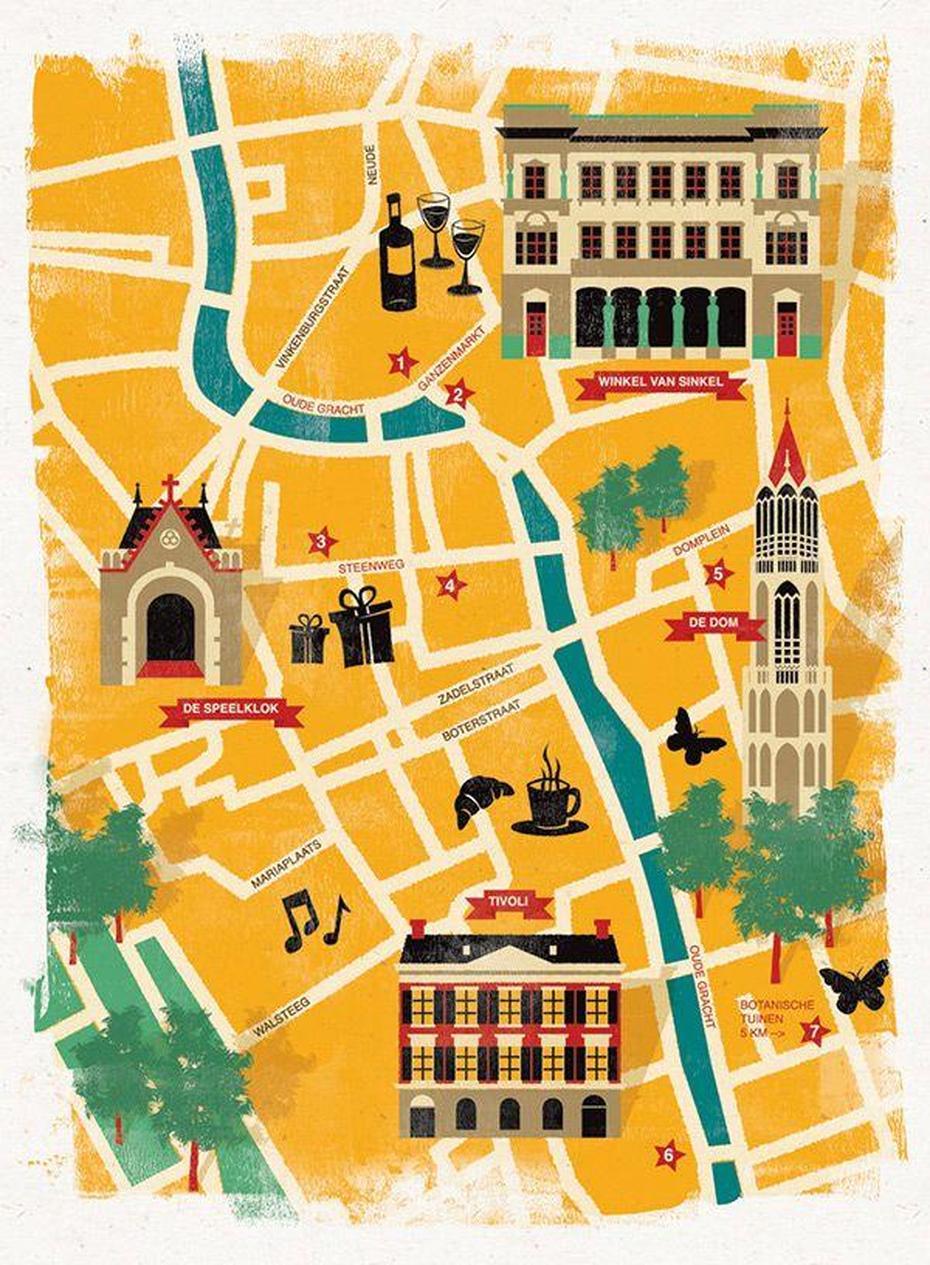 Map Of Utrecht On Behance In 2021 | Illustrated Map, Utrecht, Map Poster, Utrecht, Netherlands, Breda Netherlands, Treaty Of Utrecht