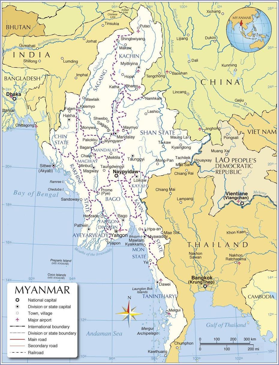 Myanmar-Burma Maps | Printable Maps Of Myanmar-Burma For Download, Tawsalun, Myanmar, Myanmar Flag, Myanmar  And States