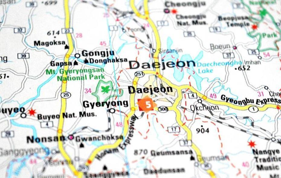 A Photo Of Daejeon, South Korea On A Map Stock Photo – Image Of …, Daejeon, South Korea, South Korea  In English, Gwangju South Korea