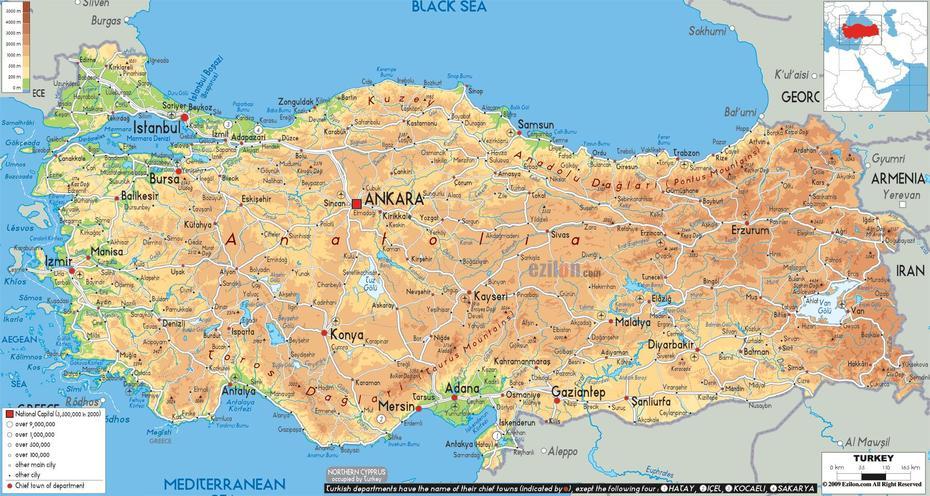 Physical Map Of Turkey – Ezilon Maps, Taşköprü, Turkey, Seyhan River Turkey Adana, Adana Incirlik Turkey Girls