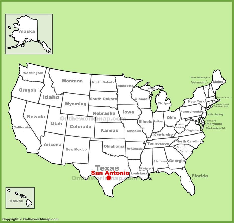 San Antonio Location On The U.S. Map, San Antonio, United States, San Antonio Texas City, San Antonio Area