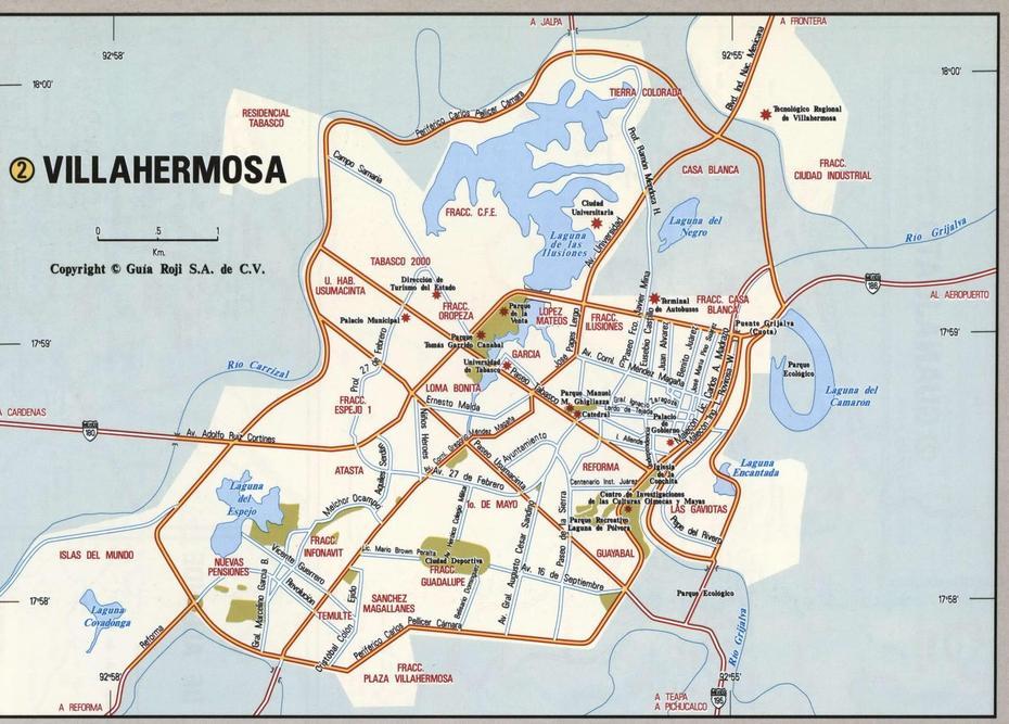 Villahermosa City Map. Free Detailed Map Of Villahermosa City Mexico, Villahermosa, Mexico, Tabasco, Tabasco Mexico
