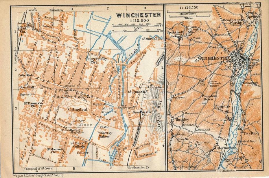 1910 Winchester United Kingdom Great Britain Antique Map, Winchester, United Kingdom, Ulverston Town, Of Ulverston Cumbria