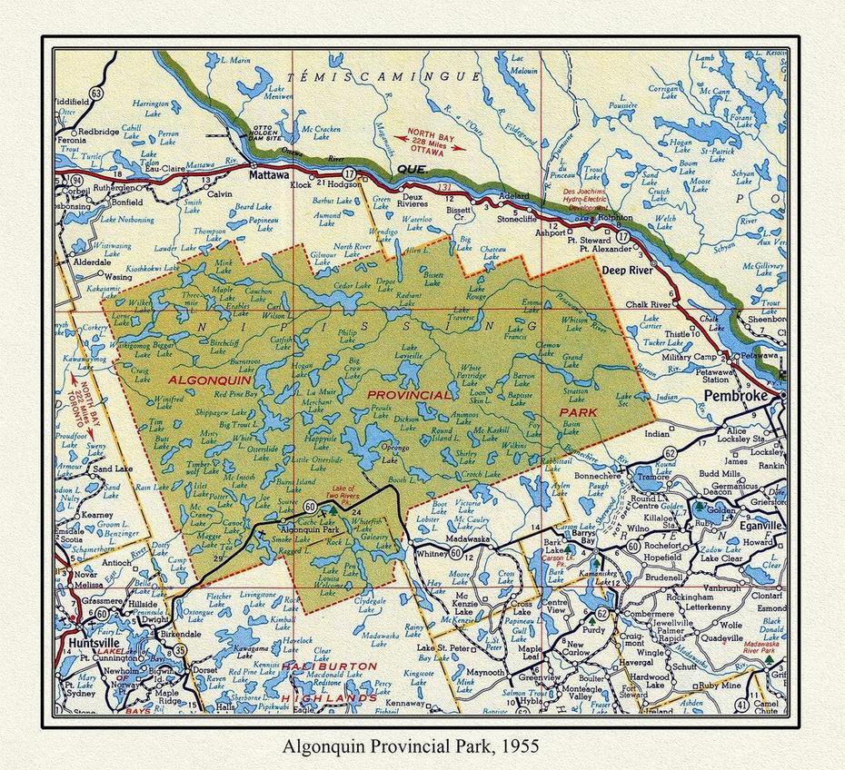 Algonquin Provincial Park 1955 Map On Heavy Cotton Canvas – Etsy, Algonquin, United States, Algonquin Park, Algonquin Tribe