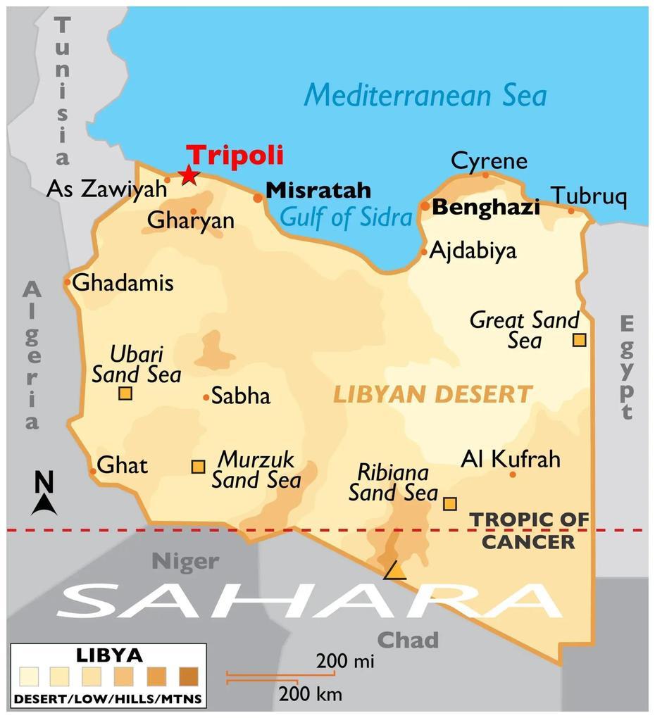 Labeled Map Of Libya With States, Capital & Cities, Waddān, Libya, Libya  Google, Libya Cities