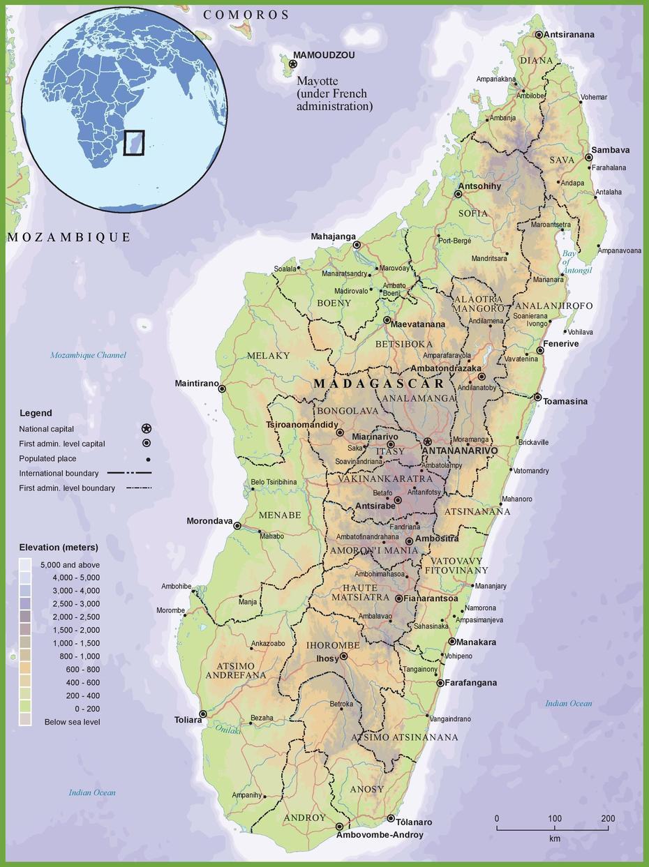 Madagascar Physical Map, Manazary, Madagascar, Madagascar Island, Madagascar On World