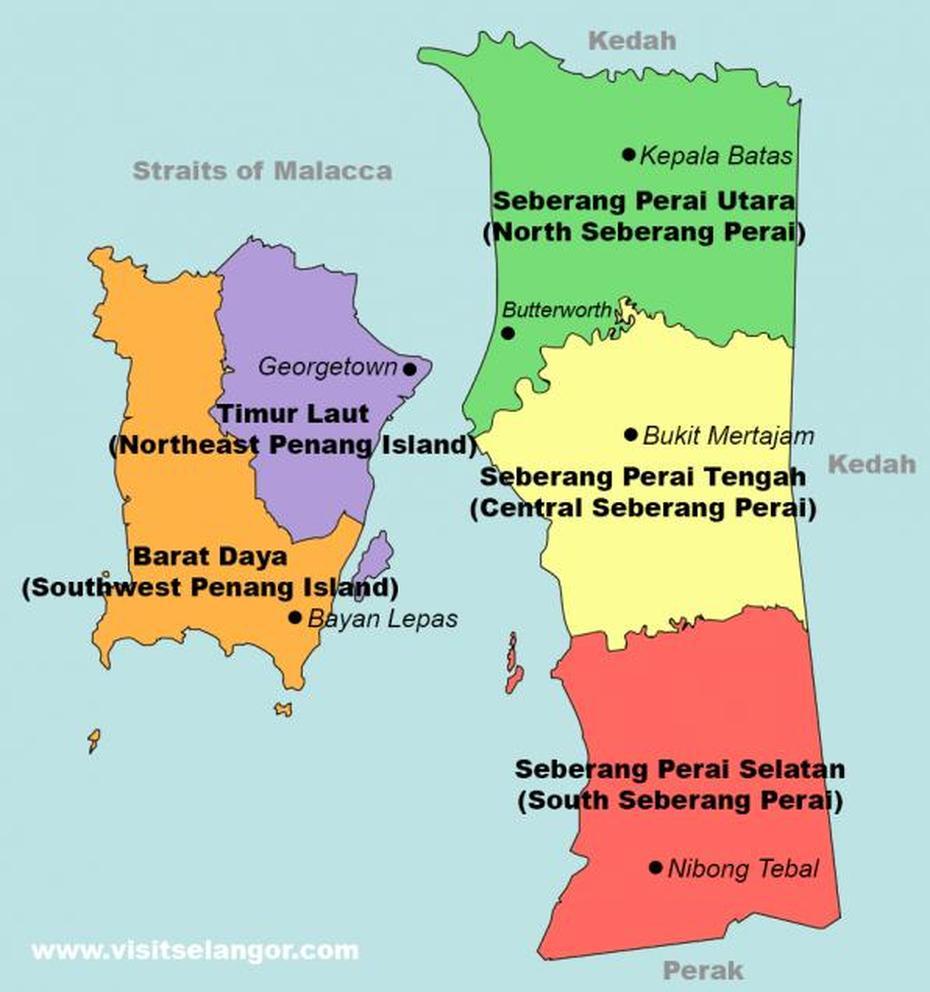 Map Of Penang State  Visit Selangor, Seberang Jaya, Malaysia, West Malaysia, Seberang Perai Utara