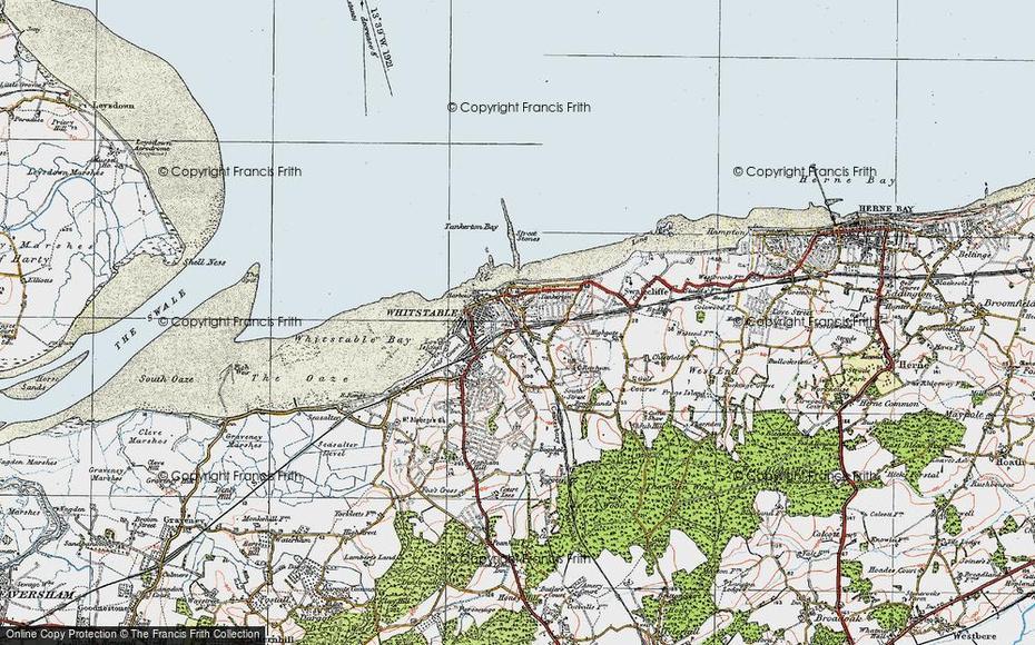 Map Of Whitstable, 1920 – Francis Frith, Whitstable, United Kingdom, Dartford England, Of Tankerton Kent