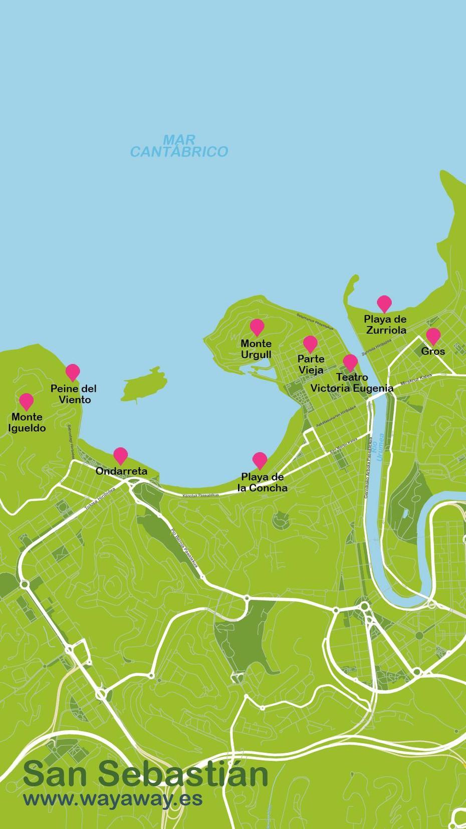 Mapa De San Sebastian | Plano Con Rutas Turisticas, San Sebastián, Guatemala, San Sebastian Spain, San Sebastian Martir
