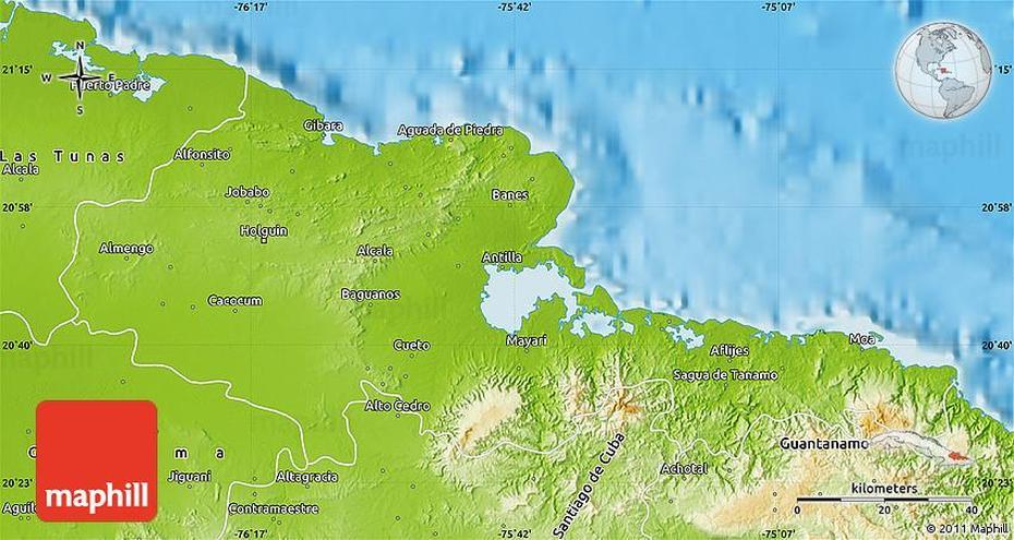 Physical Map Of Holguin, Holguín, Cuba, Camaguey Cuba, Cuba Provinces