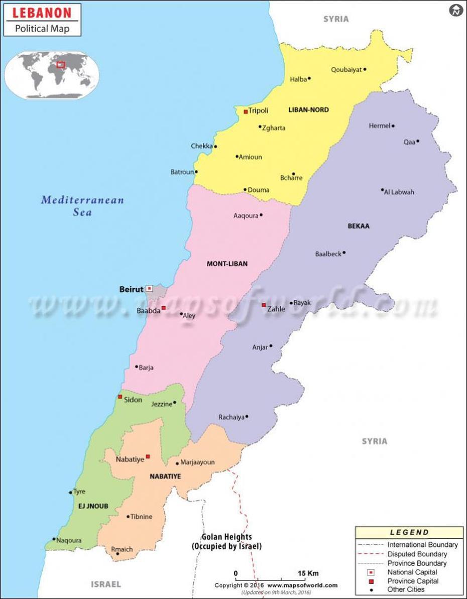 Political Map Of Lebanon | Lebanon Governorates Map For Printable Map …, Qornet Chahouâne, Lebanon, Mount Lebanon, Tripoli Lebanon