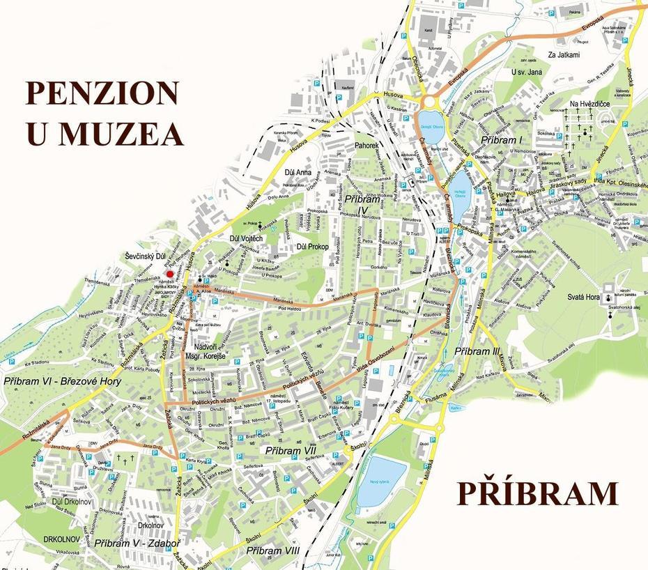 Pribram Mapa | Mapa, Příbram, Czechia, Czech Republic  Outline, Prague Czechia