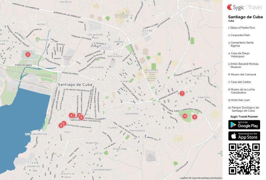 Santiago De Cuba Printable Tourist Map | Sygic Travel, Santiago De Cuba, Cuba, Oriente Cuba, Santiago De Cuba Hotels