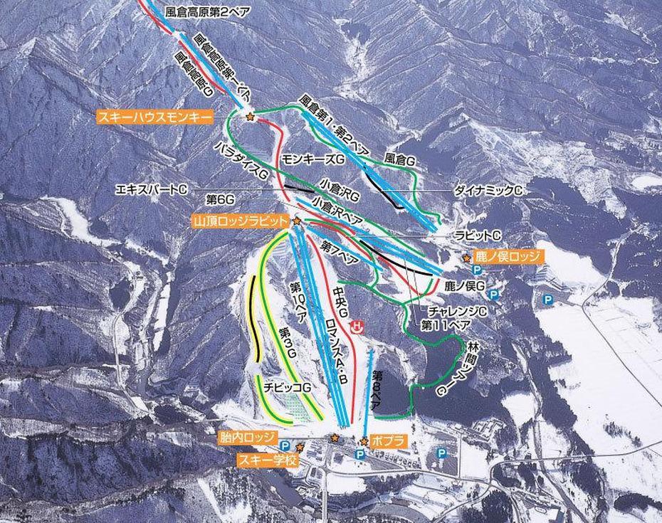 Tainai Piste Map / Trail Map, Tainai, Japan, Printable  Japan, Japan  Blank