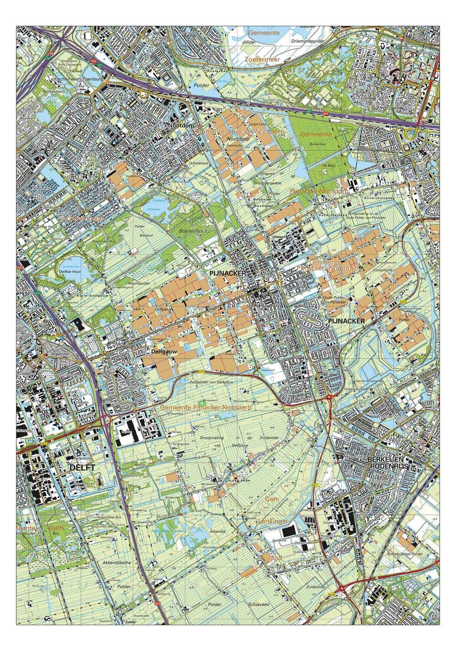 Topografische Kaart Pijnacker-Nootdorp – Vector-Map De Online Kaarten Shop!, Pijnacker, Netherlands, Bakker Pijnacker, Plattegrond Pijnacker