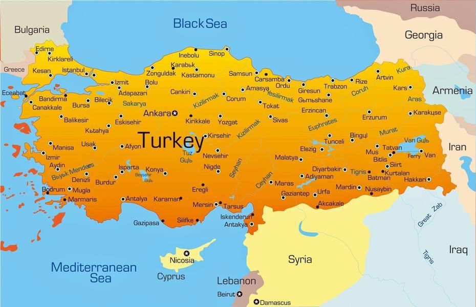 Turkey Map Cities – Major Cities In Turkey Map (Western Asia – Asia), Sarayönü, Turkey, Modern Day Turkey, Turkey Resorts