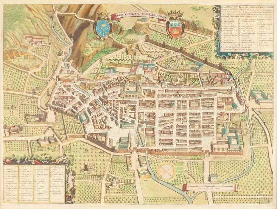 348: Joan Blaeu Map Of Gubbio, Italy, Gubbio, Italy, Spello Italy, Cortona Italy