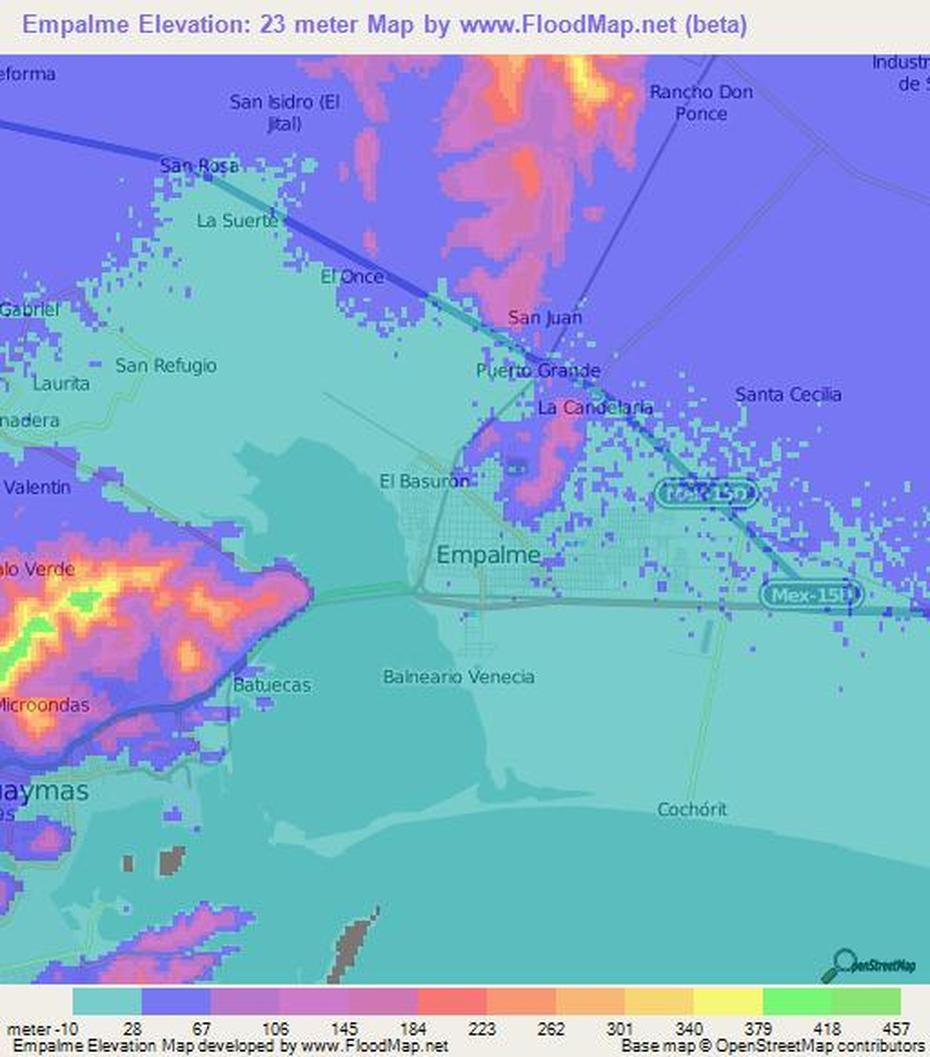 Elevation Of Empalme,Mexico Elevation Map, Topography, Contour, Empalme, Mexico, San Carlos Sonora Mexico, Escudo De  Sonora