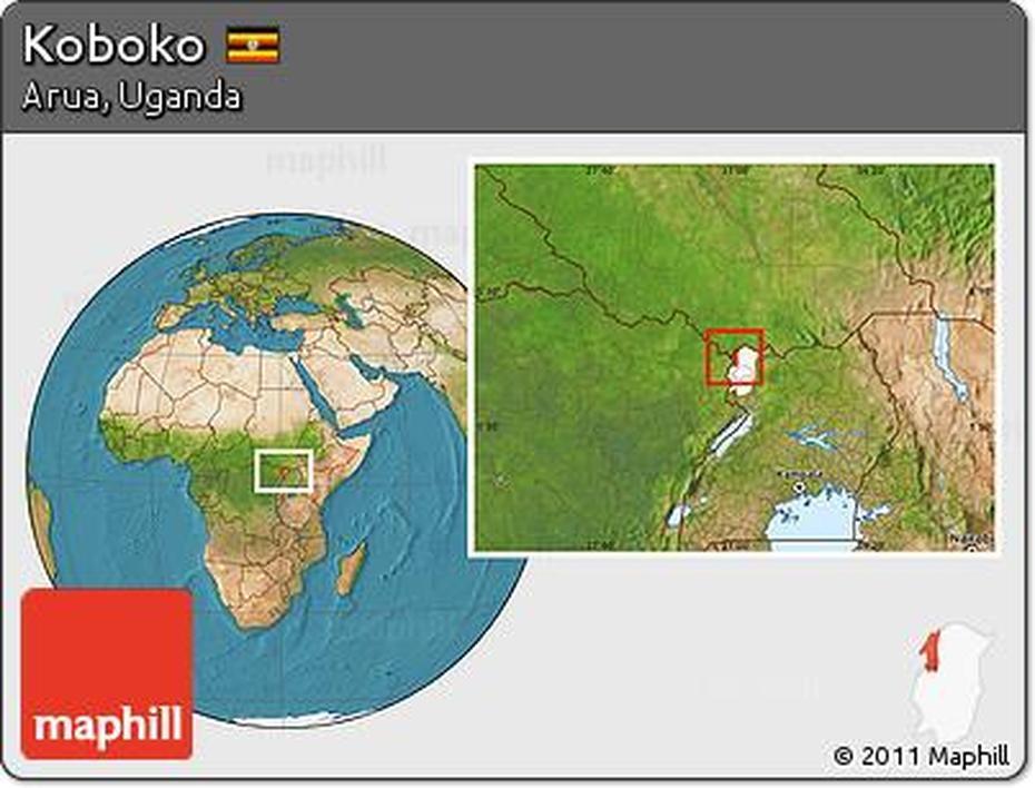 Free Satellite Location Map Of Koboko, Highlighted Parent Region, Koboko, Uganda, Kyotera Uganda, Uganda On World