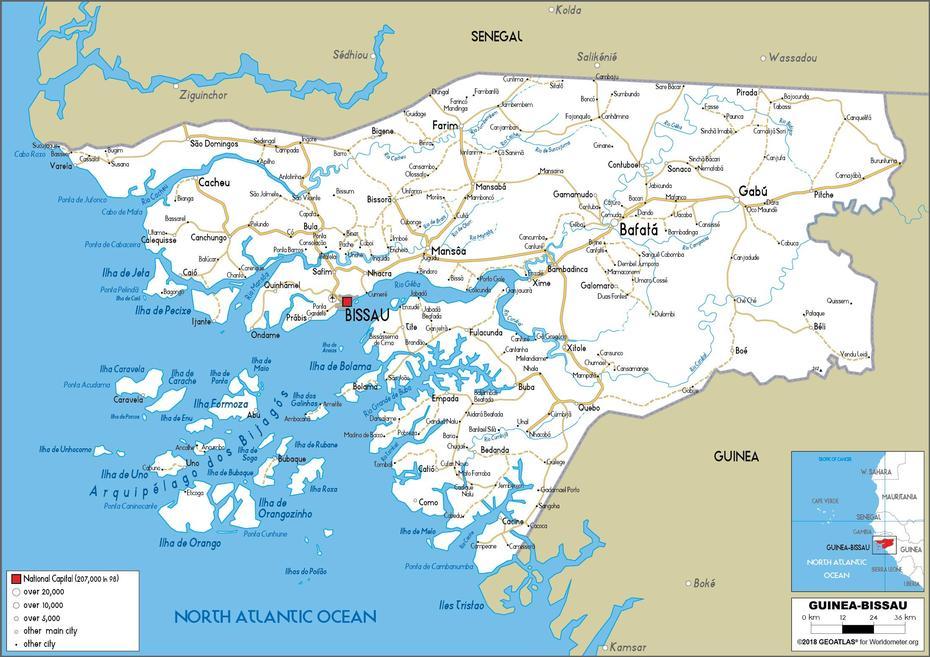 Guinea-Bissau Map (Road) – Worldometer, Bambadinca, Guinea-Bissau, Guinea A, Guinea Country