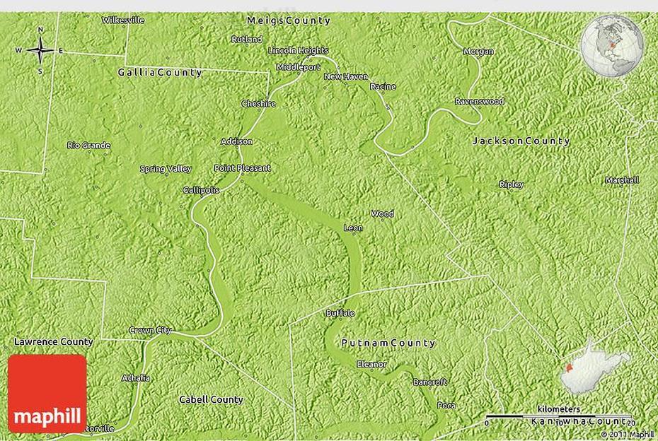 Physical 3D Map Of Mason County, Mason, United States, 50 United States, United States America  Usa