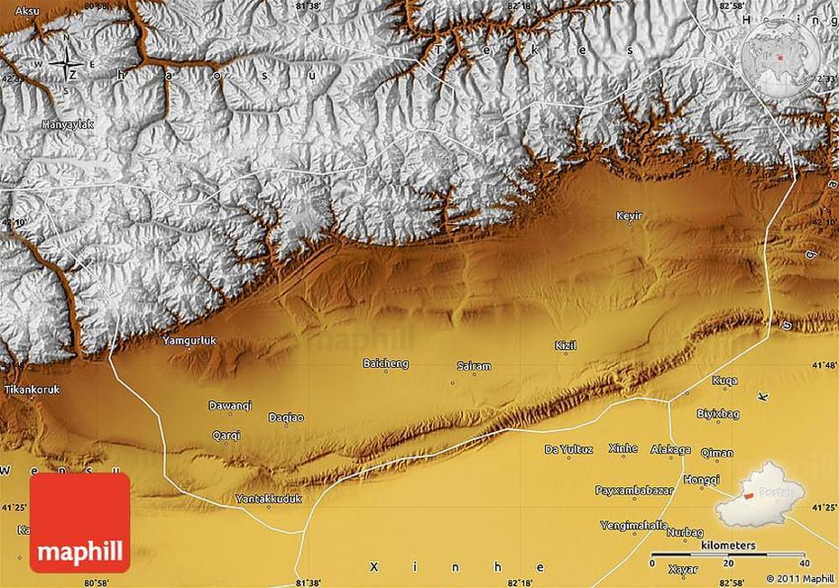 Physical Map Of Baicheng, Baicheng, China, Changchun  Jilin, Jilin