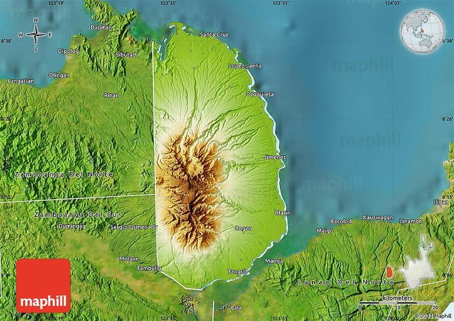 Physical Map Of Misamis Occidental, Satellite Outside, Aloran, Philippines, Aloran, Philippines