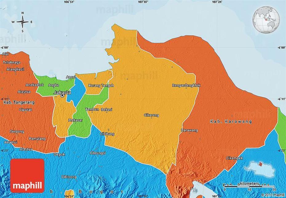 Political Map Of Kab. Bekasi, Bekasi, Indonesia, Semarang Indonesia, West Java Indonesia
