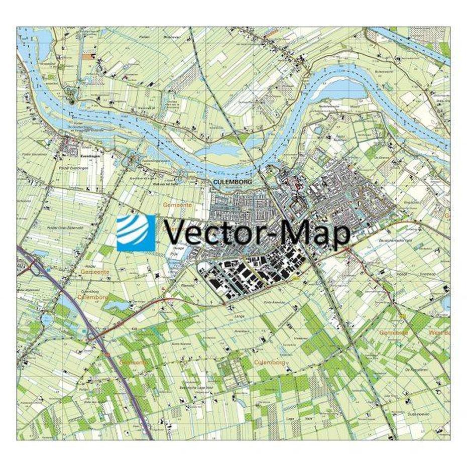 Topografische Kaart Culemborg | Vector-Map De Online Kaarten Shop!, Culemborg, Netherlands, Culemborg, Netherlands