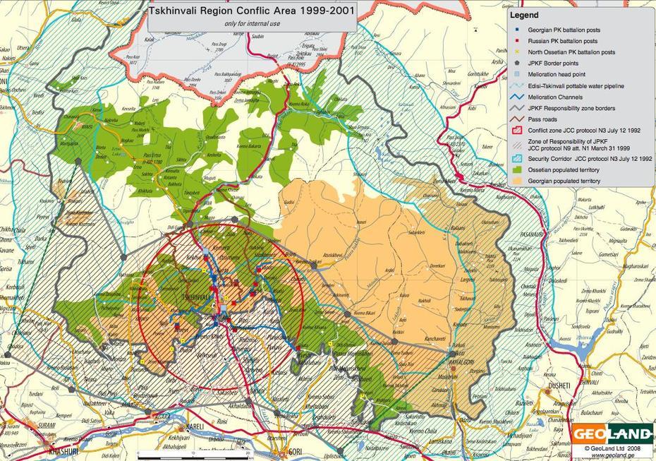 Tskhinvali Conflict Area Map – Tskhinvali  Mappery, Tskhinvali, Georgia, Ossetia, Russia Georgia War