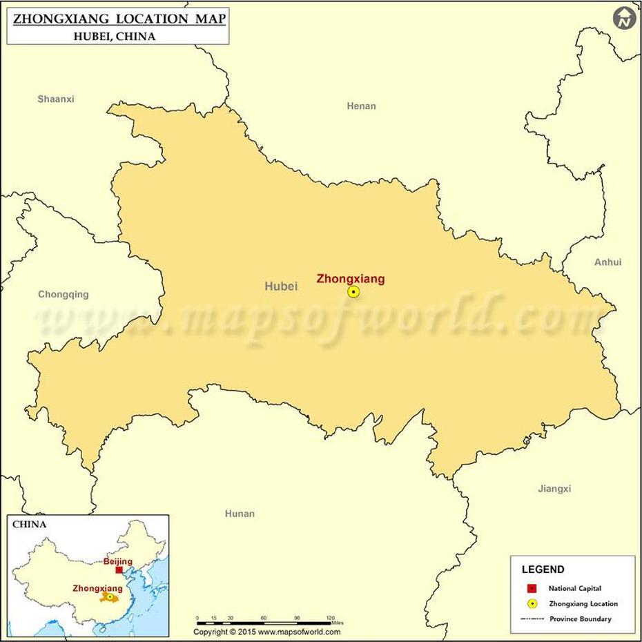Where Is Zhongxiang Located, Location Of Zhongxiang In China Map, Zhongxiang, China, China  Colored, North China
