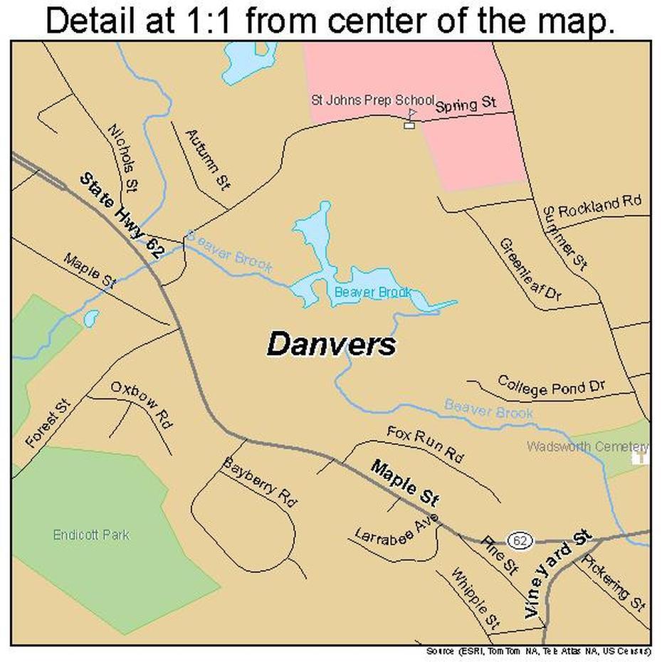 Danvers Massachusetts Street Map 2516285, Danvers, United States, Brookline Massachusetts, Danvers Il