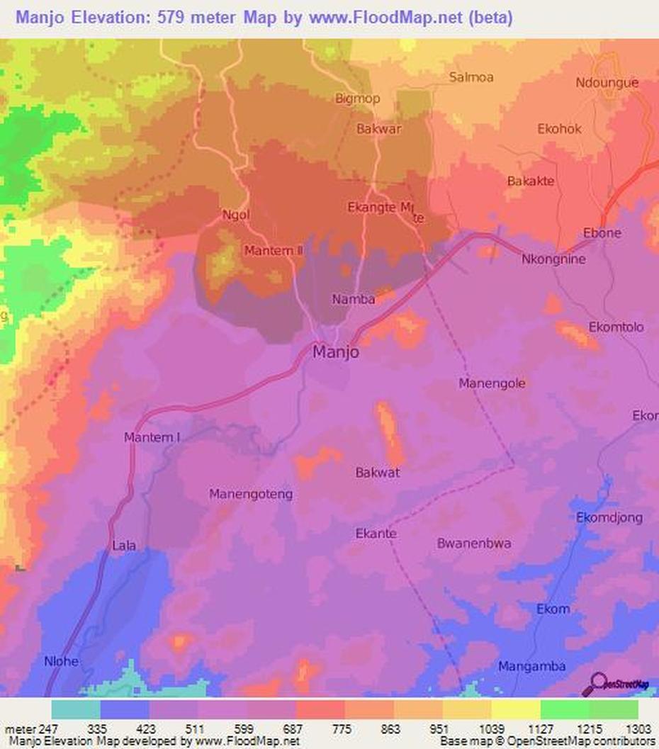 Elevation Of Manjo,Cameroon Elevation Map, Topography, Contour, Manjo, Cameroon, Limbe  Haiti, Buea