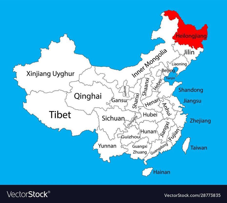 Heilongjiang Province Map China Map Royalty Free Vector, Zangang, China, Communist China, Shanghai In China