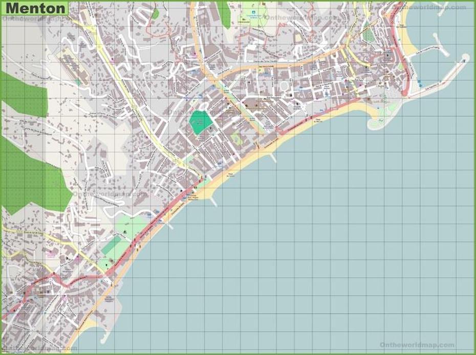 Large Detailed Map Of Menton, Menton, France, Menton Nice, Menton France Beach