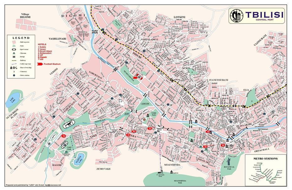 Large Detailed Map Of Tbilisi City Central Part With Street Names …, Tbilisi, Georgia, Tbilisi On, Tbilisi Pictures