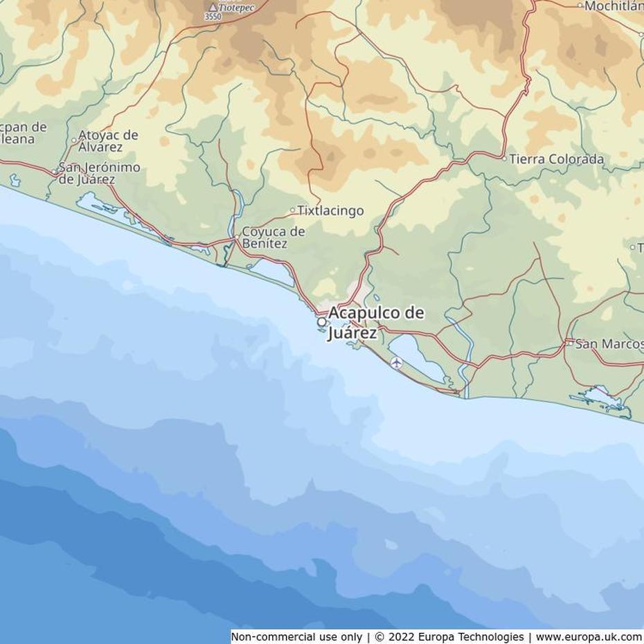 Map Of Acapulco De Juarez, Mexico | Global 1000 Atlas, Acapulco De Juárez, Mexico, Playas De Acapulco, Acapulco Mexico Hotels