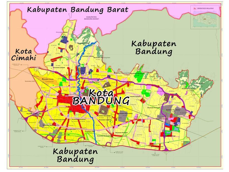 Map Bandung Raya, Bandung, Indonesia, Jawa Barat, Java Indonesia