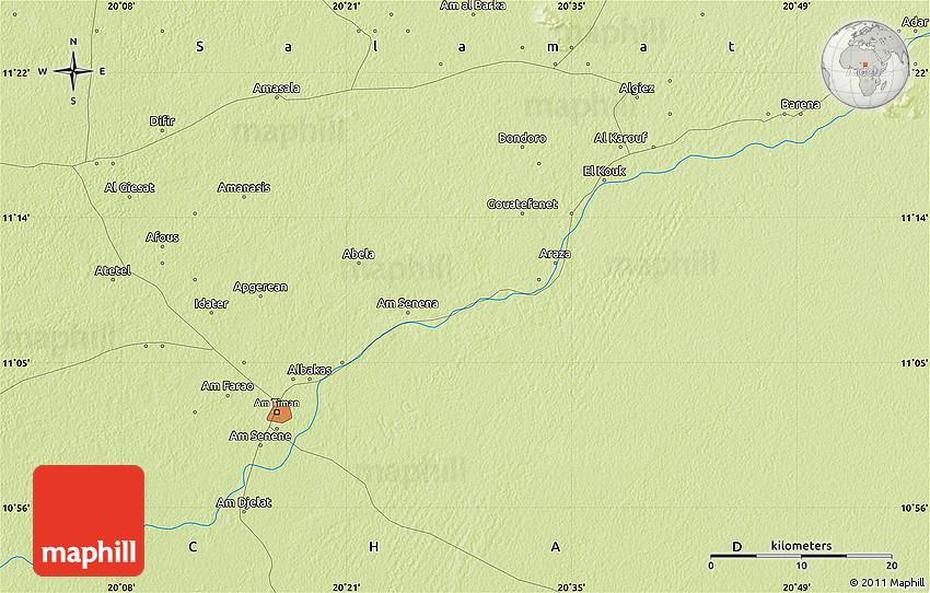 Physical Map Of Am Timan, Am-Timan, Chad, Chad On World, Chad Africa