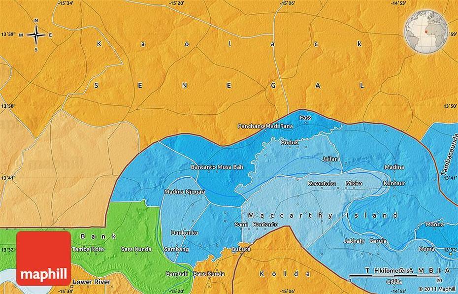 Political Map Of Farafenni, Farafenni, The Gambia, Brikama Gambia, St Gambia