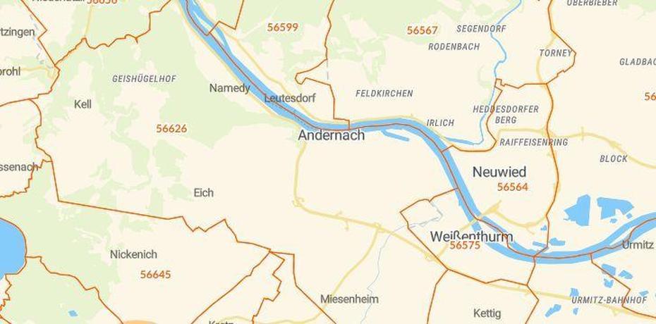 Postleitzahl Andernach, Andernach, Germany, Palatine Germany, Rheinwiesenlager