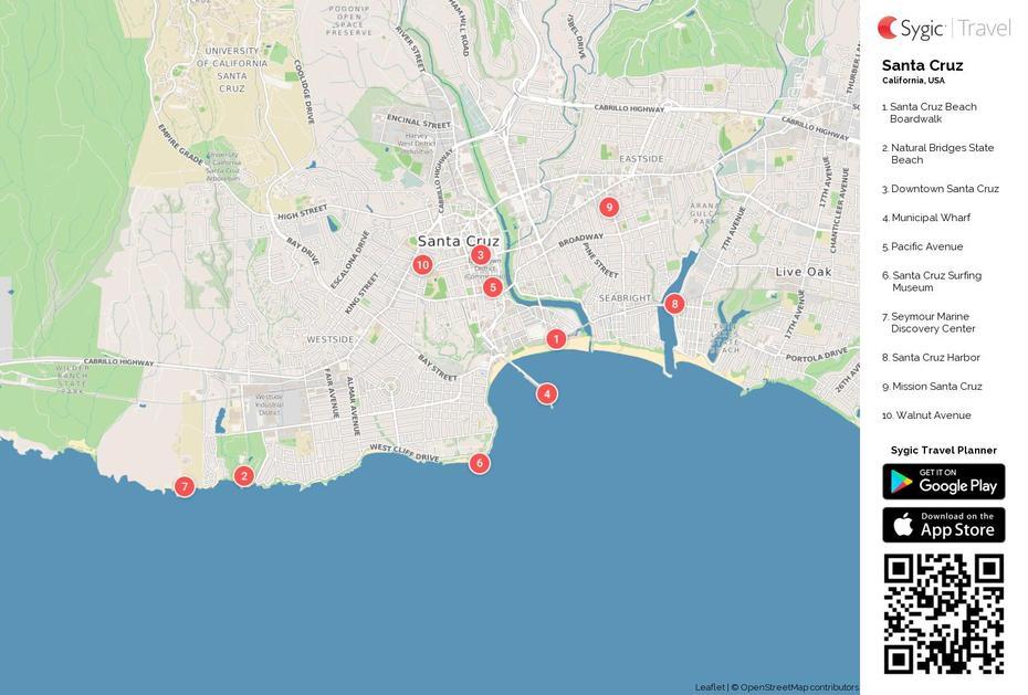 Santa Cruz Printable Tourist Map | Sygic Travel, Santa Cruz, Venezuela, Santa Cruz Argentina, Santa Cruz Ca