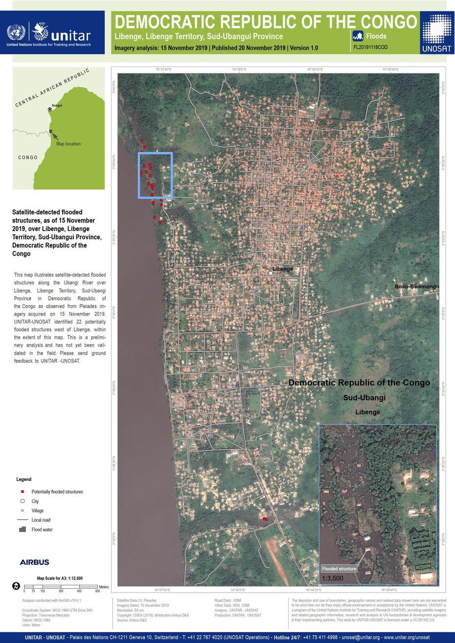 Satellite-Detected Flooded Structures, As Of 15 November 2019, Over …, Libenge, Congo (Kinshasa), Kinshasa On, Congo  Africa