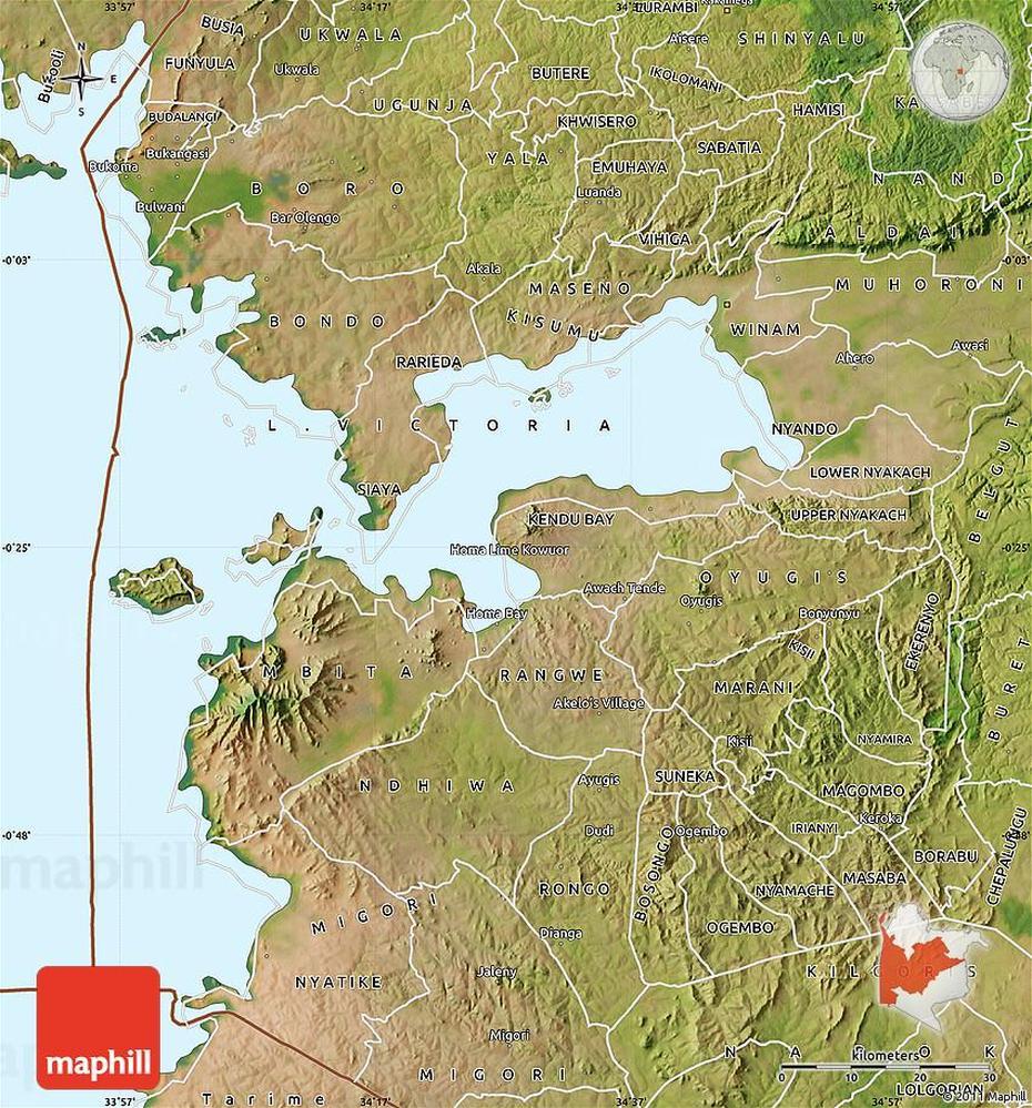 Satellite Map Of Homa_Bay, Homa Bay, Kenya, Western Kenya, Nairobi Kenya