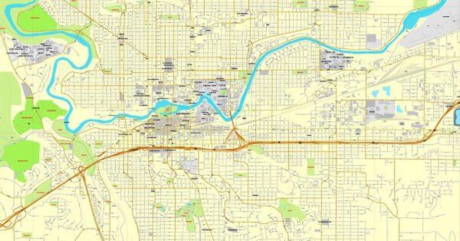 Spokane, Washington, Us, Exact Printable Vector Street City Plan Map V …, Spokane, United States, Spokane, United States